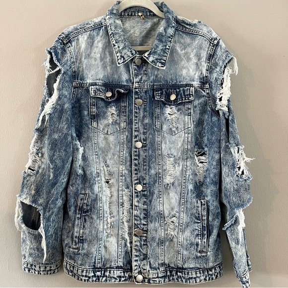 American Bazi Distressed Jean Jacket - Picture 1 of 11